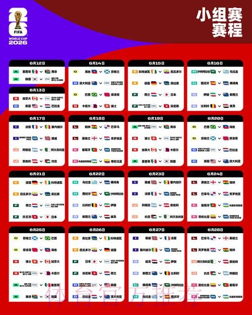 2026世界杯小组赛赛程最新全程直播实时查看